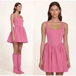 NWT STAUD Landscape Pink Lollipop Corset Mini Dress $450 - Size 0